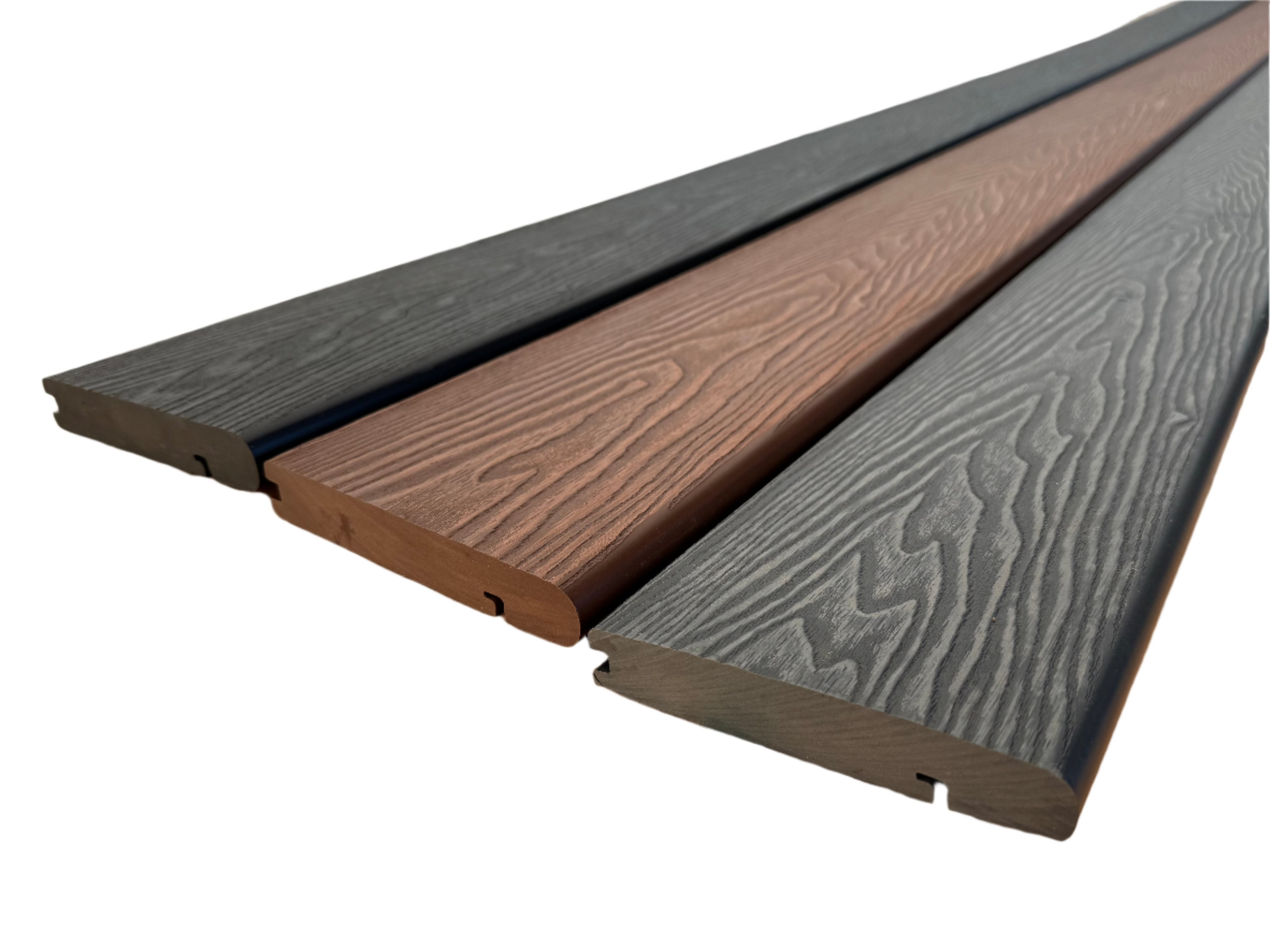 Step Edge Rounded Composite Rounded Edge/Step Board, Wood Grain, One Sided, Dark Grey ...