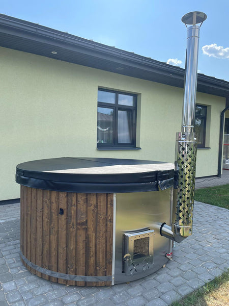 BUY Hot Tub With Jacuzzi & LED Light, Wood Burning, Wooden Finish | GREEN FINGER IRELAND | For Sale