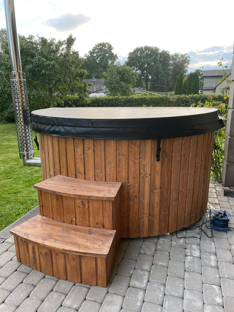 BUY Hot Tub With Jacuzzi & LED Light, Wood Burning, Wooden Finish | GREEN FINGER IRELAND | For Sale