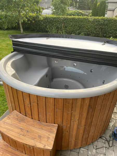 BUY Hot Tub With Jacuzzi & LED Light, Wood Burning, Wooden Finish | GREEN FINGER IRELAND | For Sale