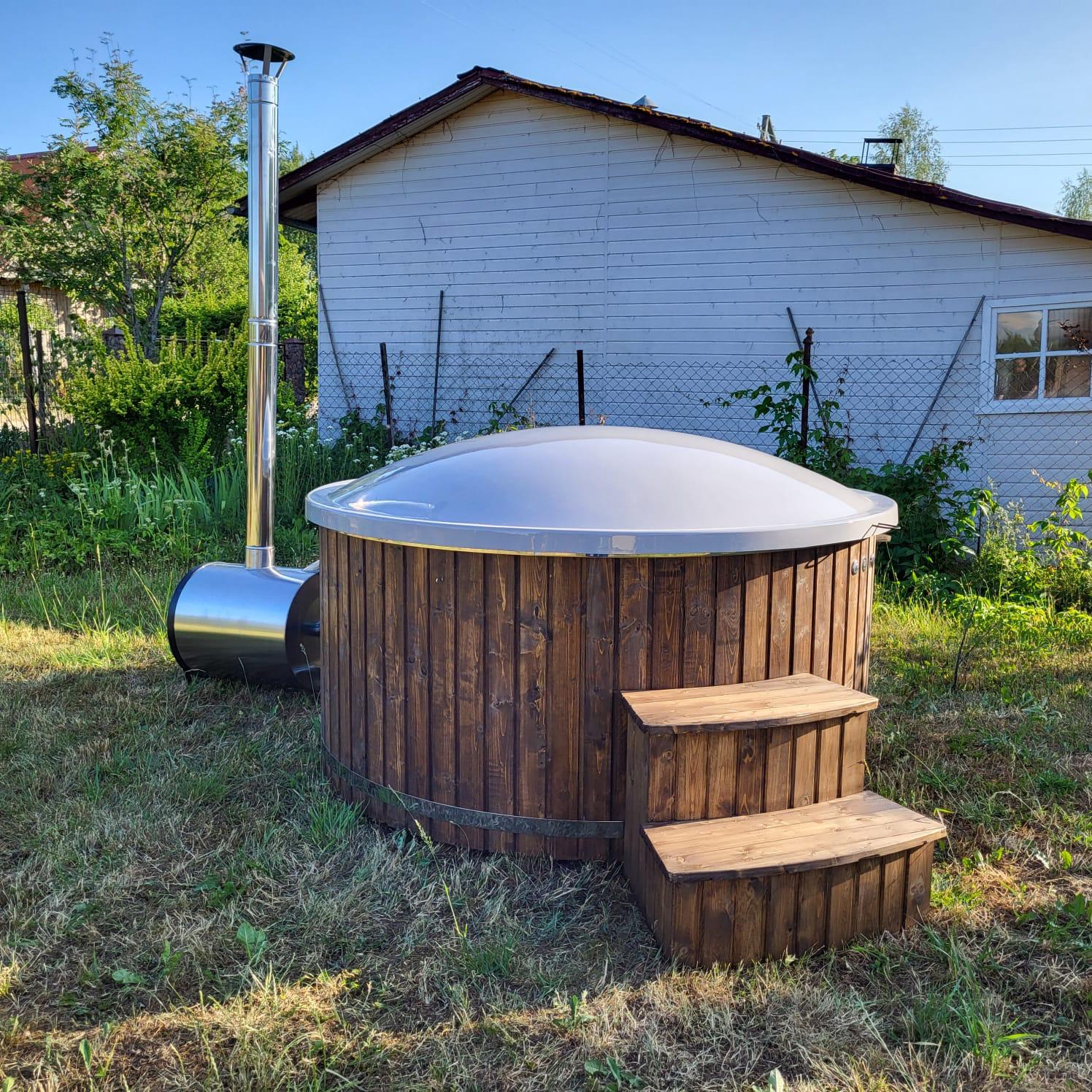 BUY Hot Tub With Jacuzzi & LED Light, Wood Burning, Wooden Finish | GREEN FINGER IRELAND | For Sale