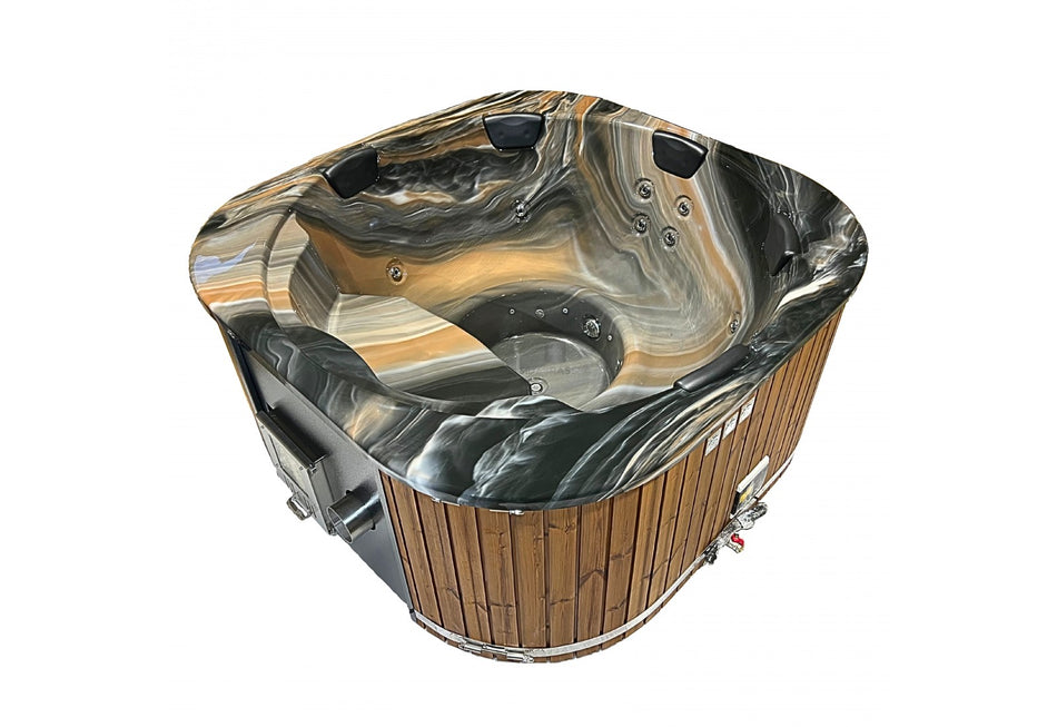 Acrylic outdoor hot tub „Marble“ 200 with integrated wood burner