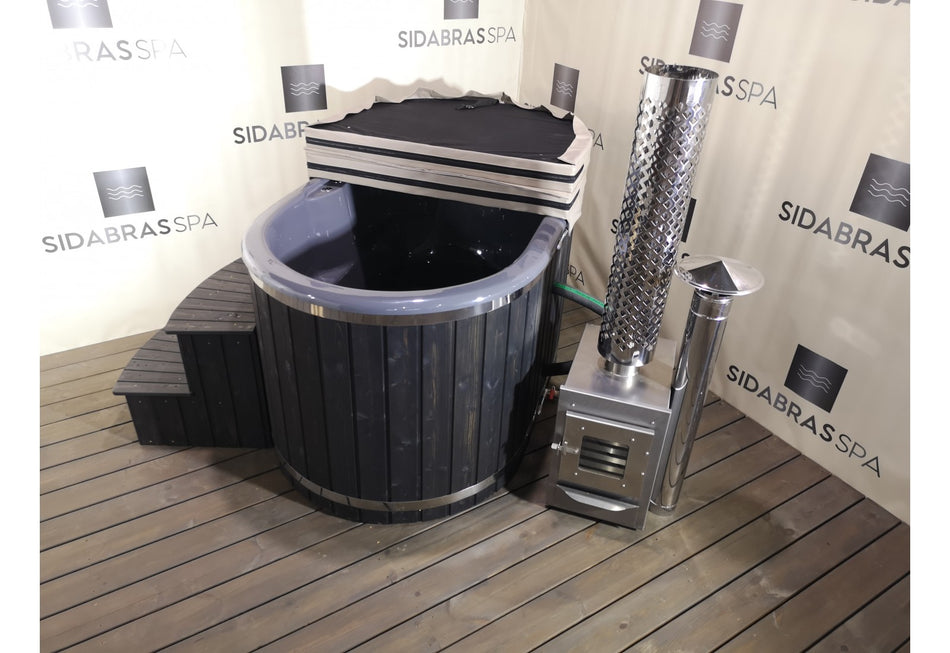 Acrylic two seater outdoor hot tub "OFURO" with external wood burner