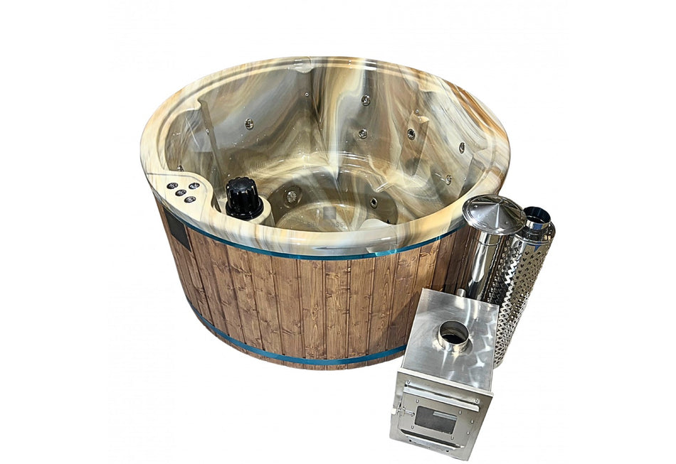 Acrylic Outdoor Hot Tub "Pearl" 205 cm with External Wood Burner