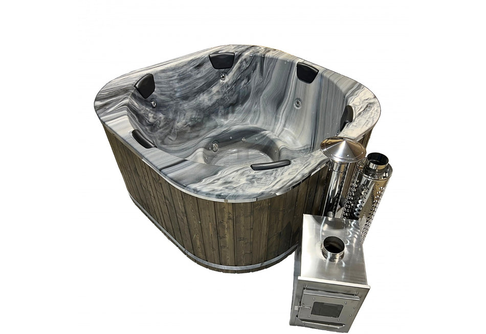 Acrylic outdoor hot tub "Marble" 200 with external wood burner