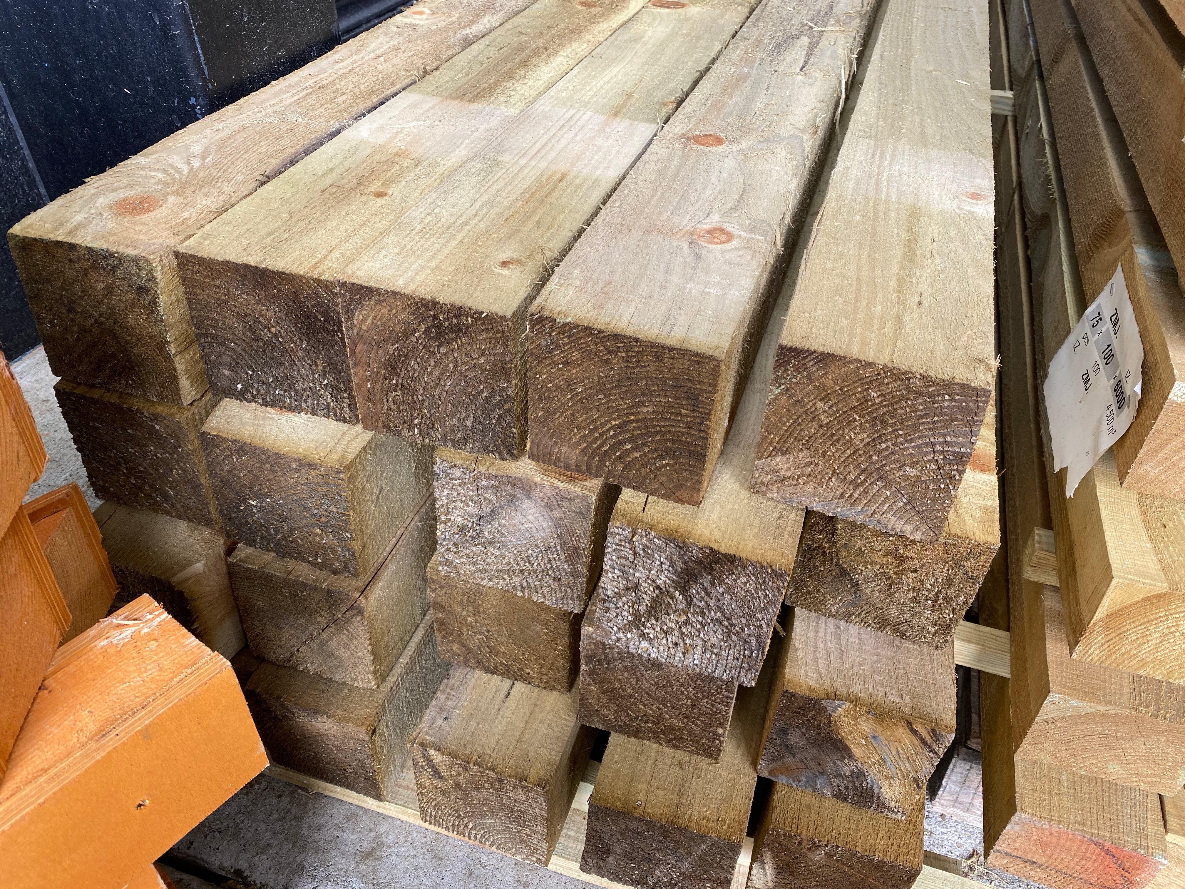 BUY 100x100 mm, 6 m Rough Treated Timber (4"x4", 19.7 ft) | GREEN FINGER IRELAND | For Sale