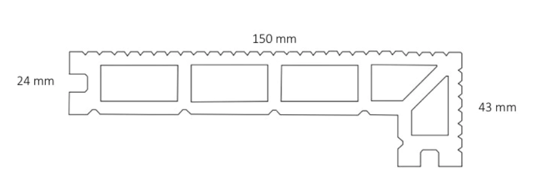 BUY Composite Decking Board, Edge(L-Element), Dark Grey, 150x24x43 mm, 4 m | GREEN FINGER IRELAND | For Sale