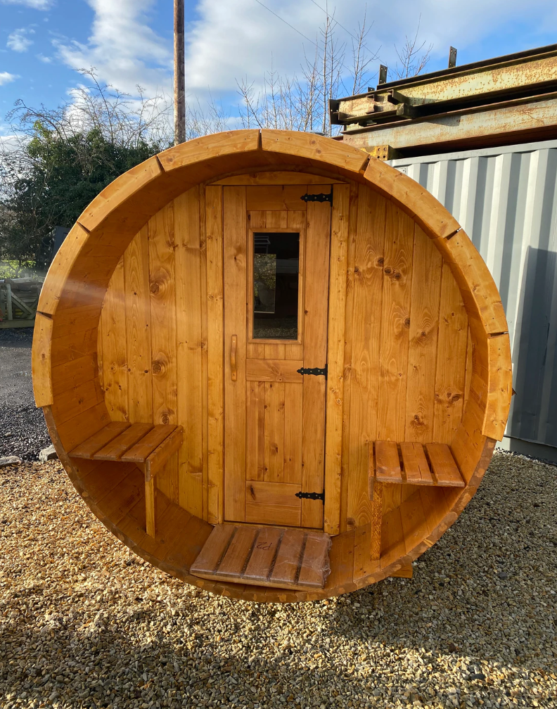 BUY Barrel Sauna, 2 m, Terrace on Front Side 50 cm | GREEN FINGER IRELAND | For Sale