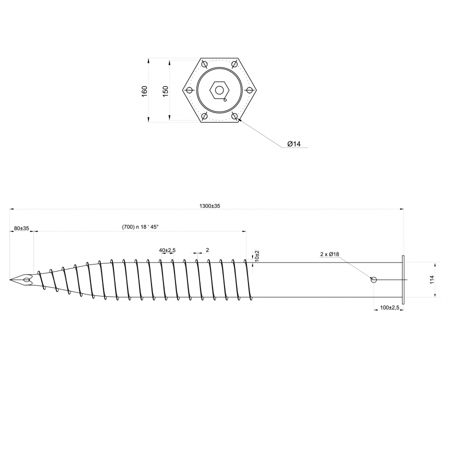 BUY M - Ground Screw, Galvanized, 1300x114x3 mm, M20 | GREEN FINGER IRELAND | For Sale