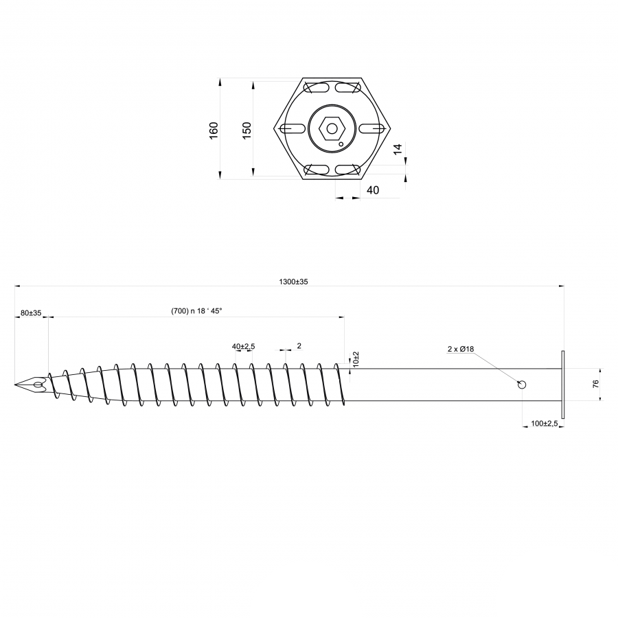 BUY M - Ground Screw, Galvanized, 1300x76x3 mm, M16 | GREEN FINGER IRELAND | For Sale