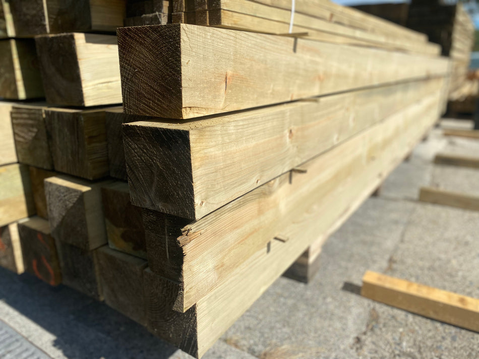 BUY 145x145 mm, 4.8 m Planed Treated Timber (6"x6", 15.75 ft) | GREEN FINGER IRELAND | For Sale